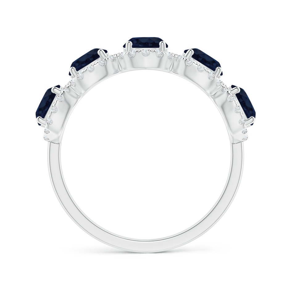 4.5mm A Half Eternity Five-Stone Sapphire Halo Ring in 18K White Gold side 199