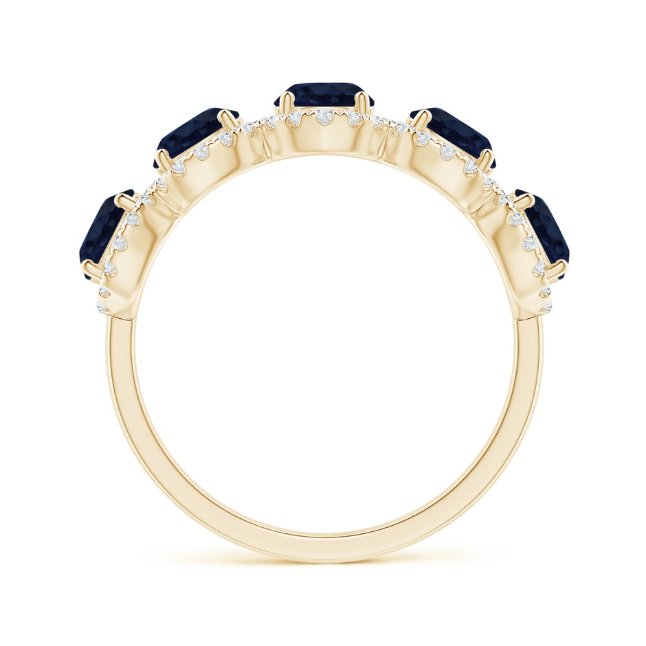 4.5mm A Half Eternity Five-Stone Sapphire Halo Ring in 18K Yellow Gold side 199