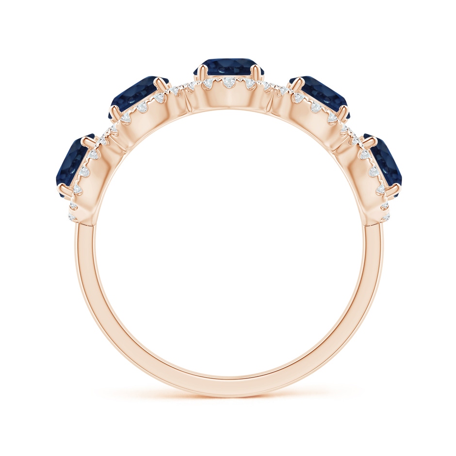 4.5mm AA Half Eternity Five-Stone Sapphire Halo Ring in 18K Rose Gold side 199