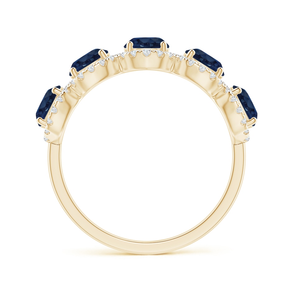 4.5mm AA Half Eternity Five-Stone Sapphire Halo Ring in 18K Yellow Gold side 199