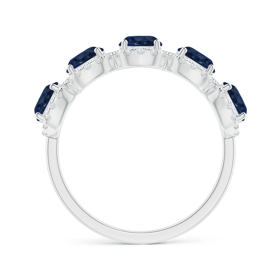 4.5mm AA Half Eternity Five-Stone Sapphire Halo Ring in P950 Platinum side 199