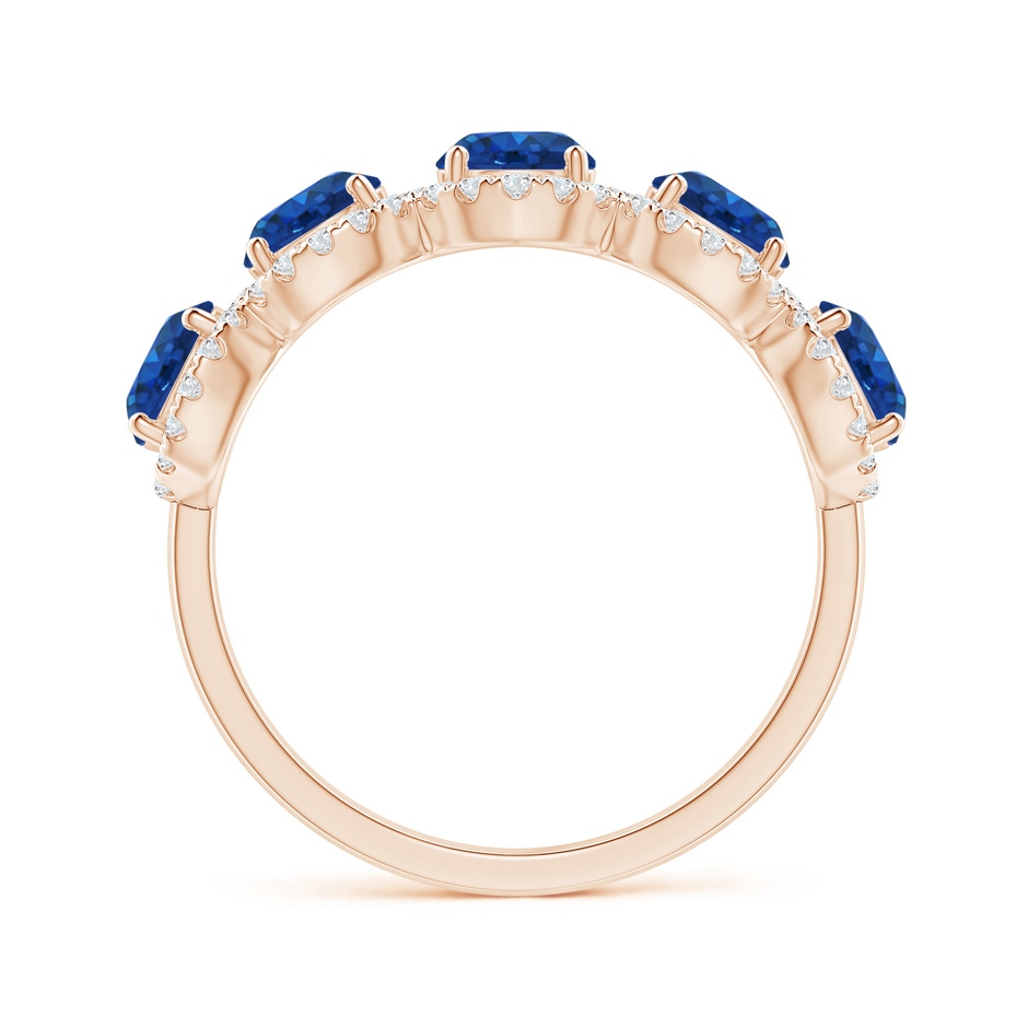 4.5mm AAA Half Eternity Five-Stone Sapphire Halo Ring in Rose Gold side 199