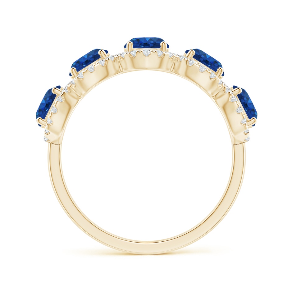 4.5mm AAA Half Eternity Five-Stone Sapphire Halo Ring in Yellow Gold side 199