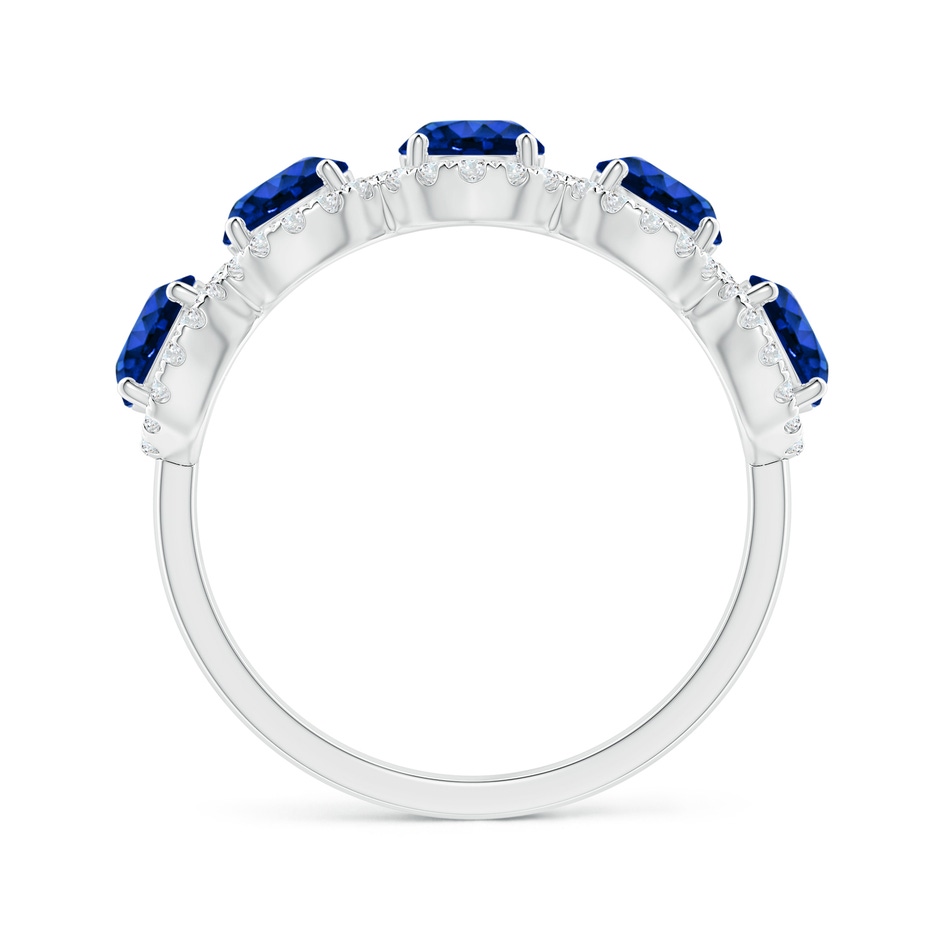 4.5mm AAAA Half Eternity Five-Stone Sapphire Halo Ring in 18K White Gold side 199