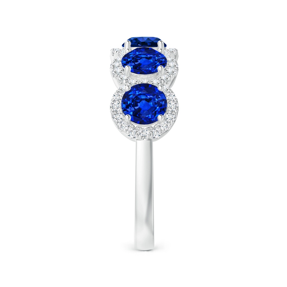 4.5mm AAAA Half Eternity Five-Stone Sapphire Halo Ring in 18K White Gold side 299
