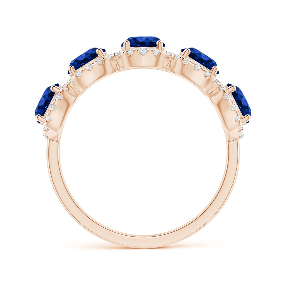 4.5mm AAAA Half Eternity Five-Stone Sapphire Halo Ring in Rose Gold side 199