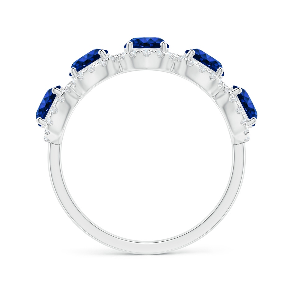 4.5mm AAAA Half Eternity Five-Stone Sapphire Halo Ring in White Gold side 199