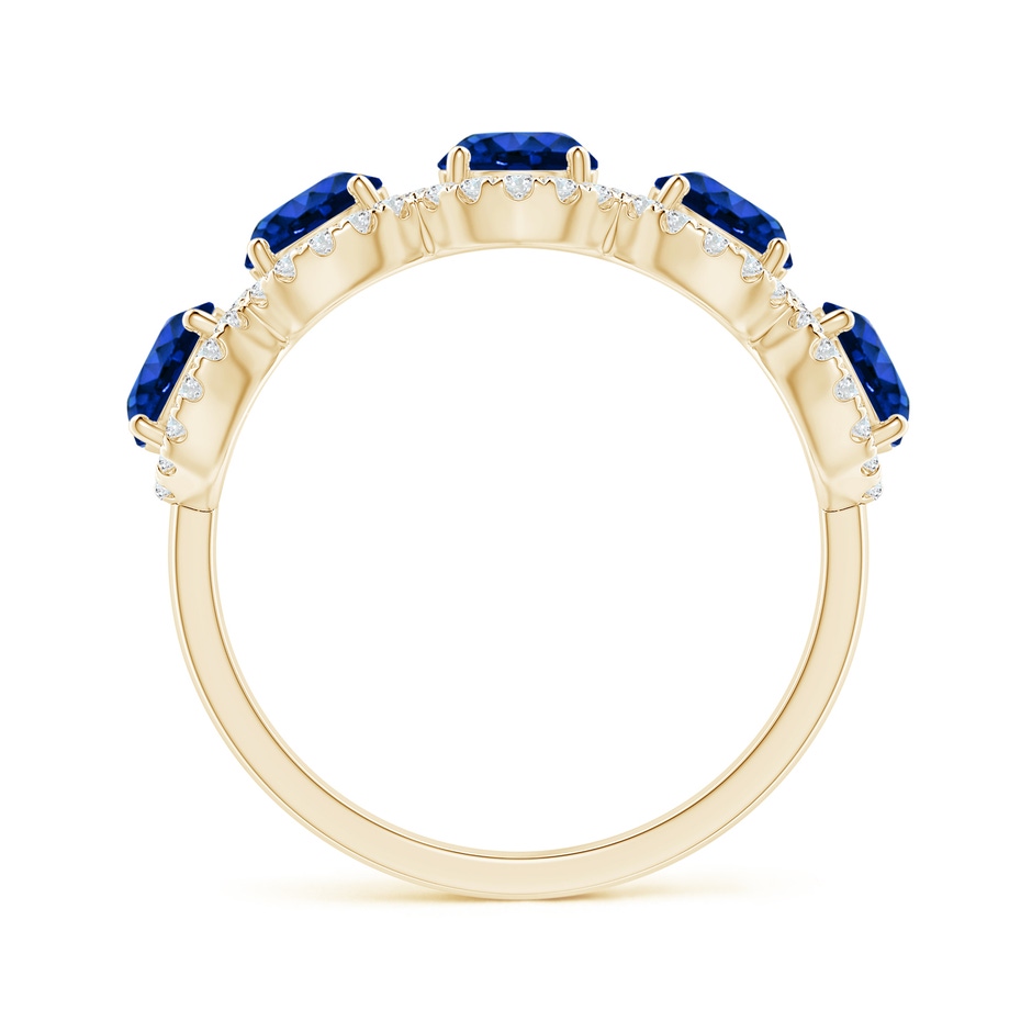 4.5mm AAAA Half Eternity Five-Stone Sapphire Halo Ring in Yellow Gold side 199