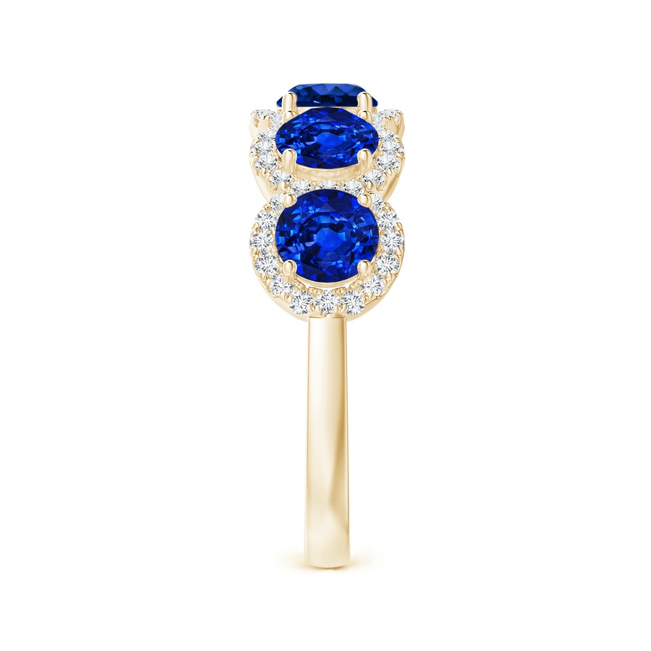 4.5mm AAAA Half Eternity Five-Stone Sapphire Halo Ring in Yellow Gold side 299