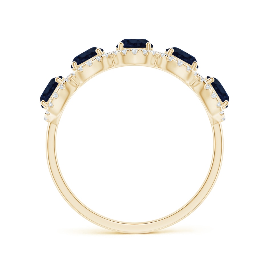 4mm A Half Eternity Five-Stone Sapphire Halo Ring in 18K Yellow Gold side 199