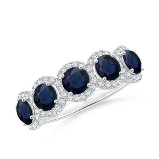 4mm A Half Eternity Five-Stone Sapphire Halo Ring in P950 Platinum