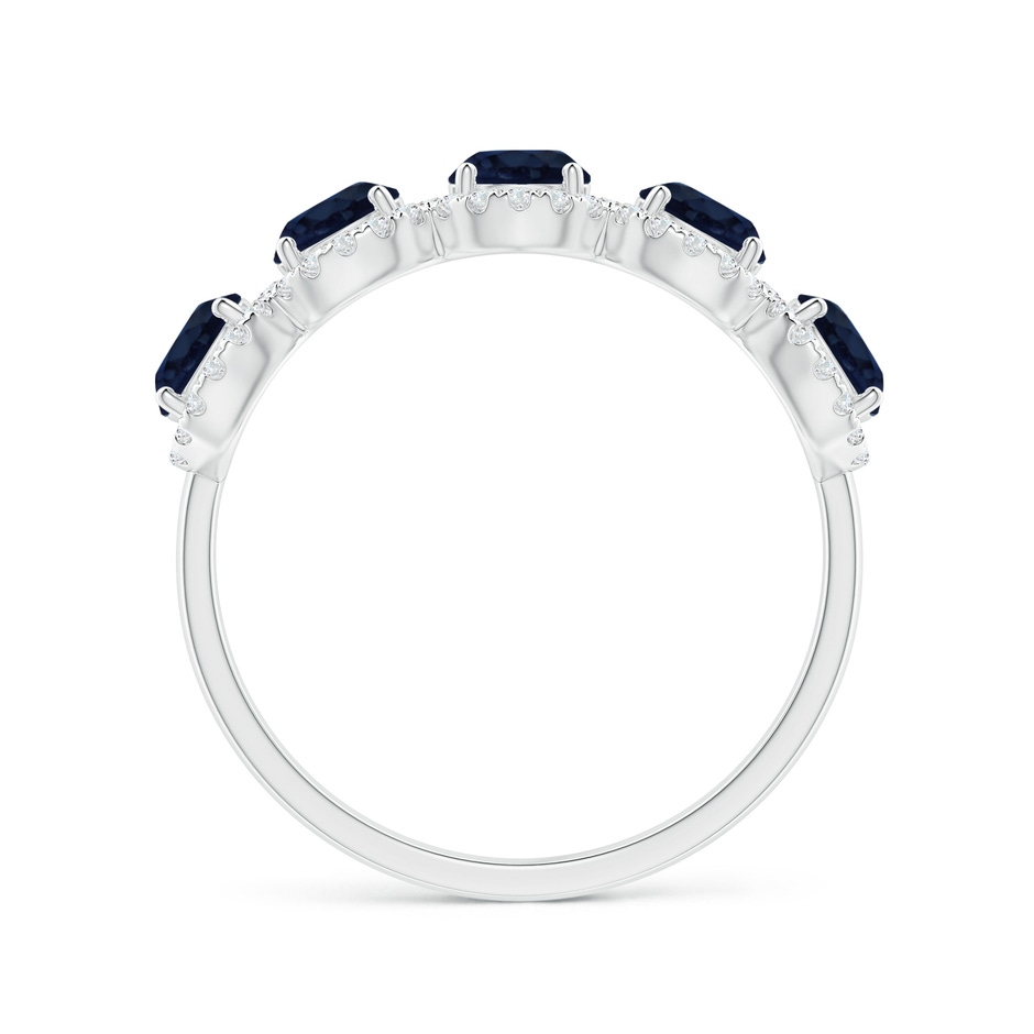 4mm A Half Eternity Five-Stone Sapphire Halo Ring in White Gold side 199