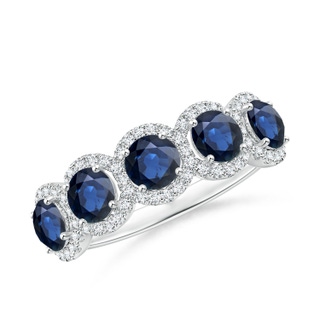 4mm AA Half Eternity Five-Stone Sapphire Halo Ring in P950 Platinum