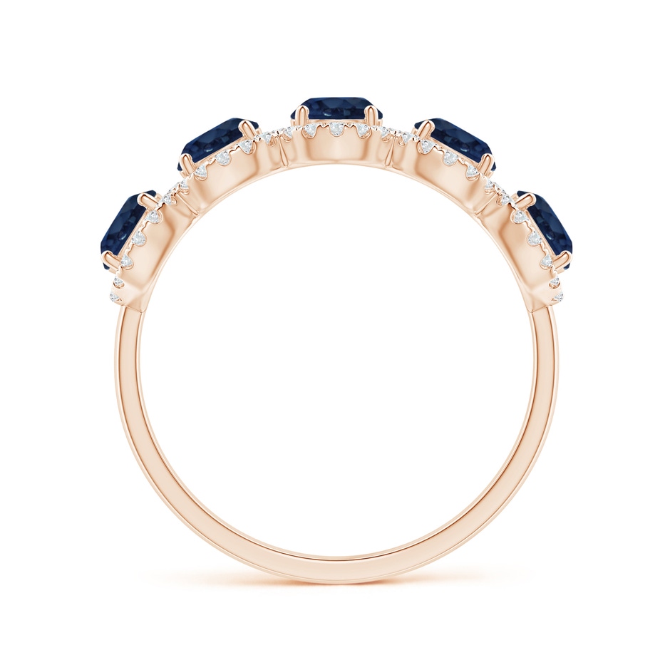 4mm AA Half Eternity Five-Stone Sapphire Halo Ring in Rose Gold side 199