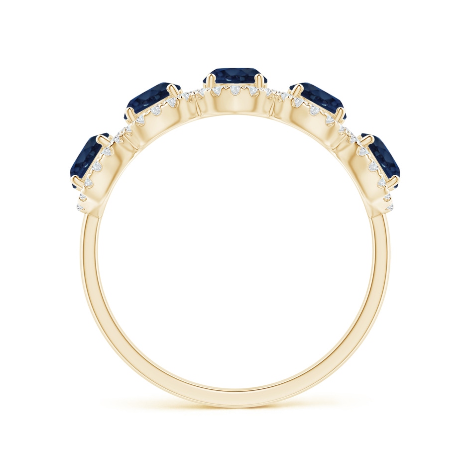 4mm AA Half Eternity Five-Stone Sapphire Halo Ring in Yellow Gold side 199
