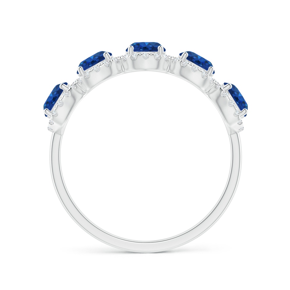 4mm AAA Half Eternity Five-Stone Sapphire Halo Ring in White Gold side 199