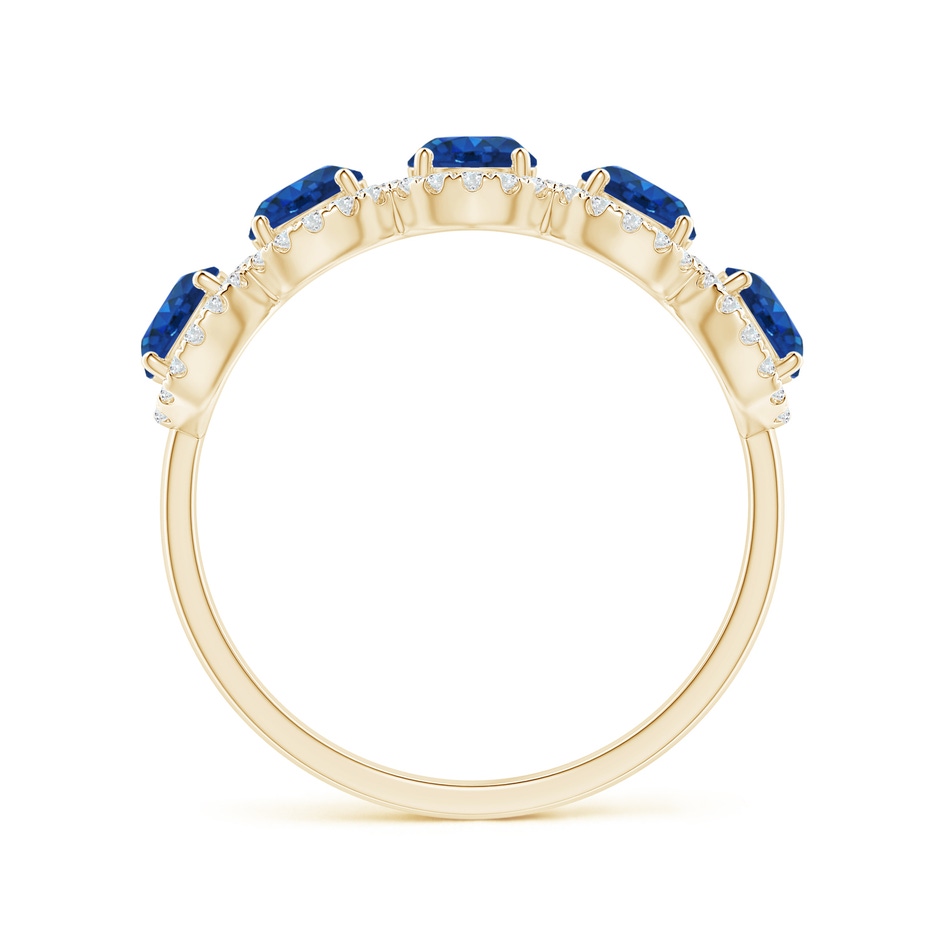 4mm AAA Half Eternity Five-Stone Sapphire Halo Ring in Yellow Gold side 199