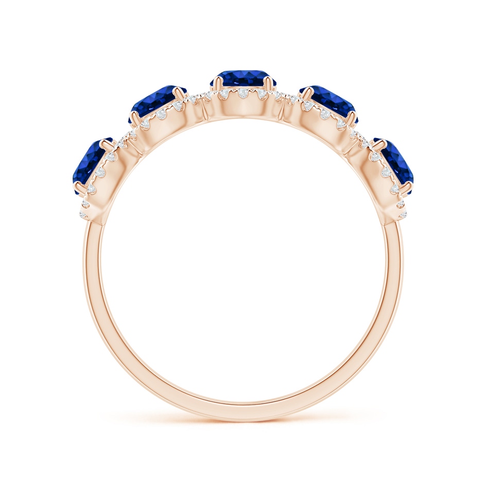 4mm AAAA Half Eternity Five-Stone Sapphire Halo Ring in Rose Gold side 199