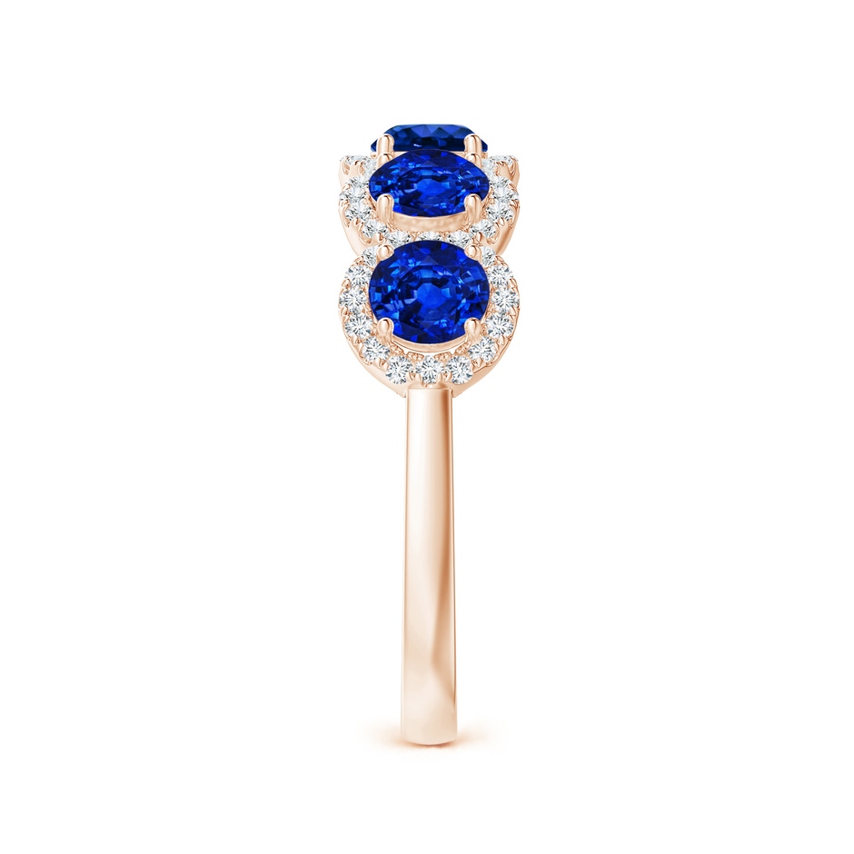 4mm AAAA Half Eternity Five-Stone Sapphire Halo Ring in Rose Gold side 299