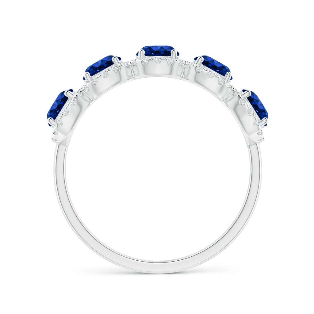 4mm Lab-Grown Half Eternity Five-Stone Sapphire Halo Ring in White Gold - side 199