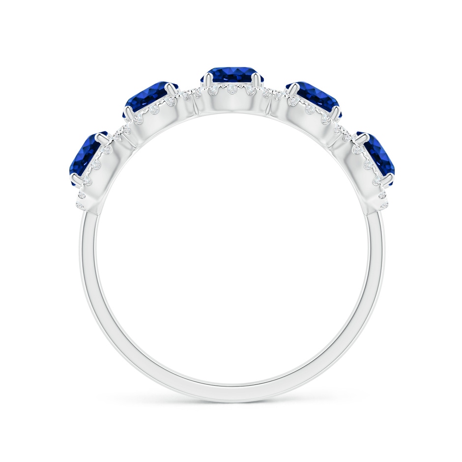 4mm AAAA Half Eternity Five-Stone Sapphire Halo Ring in White Gold side 199