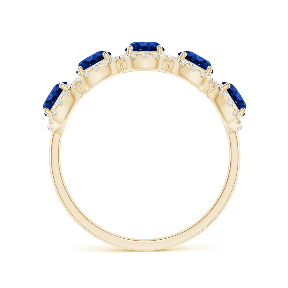 4mm Lab-Grown Half Eternity Five-Stone Sapphire Halo Ring in Yellow Gold side 199