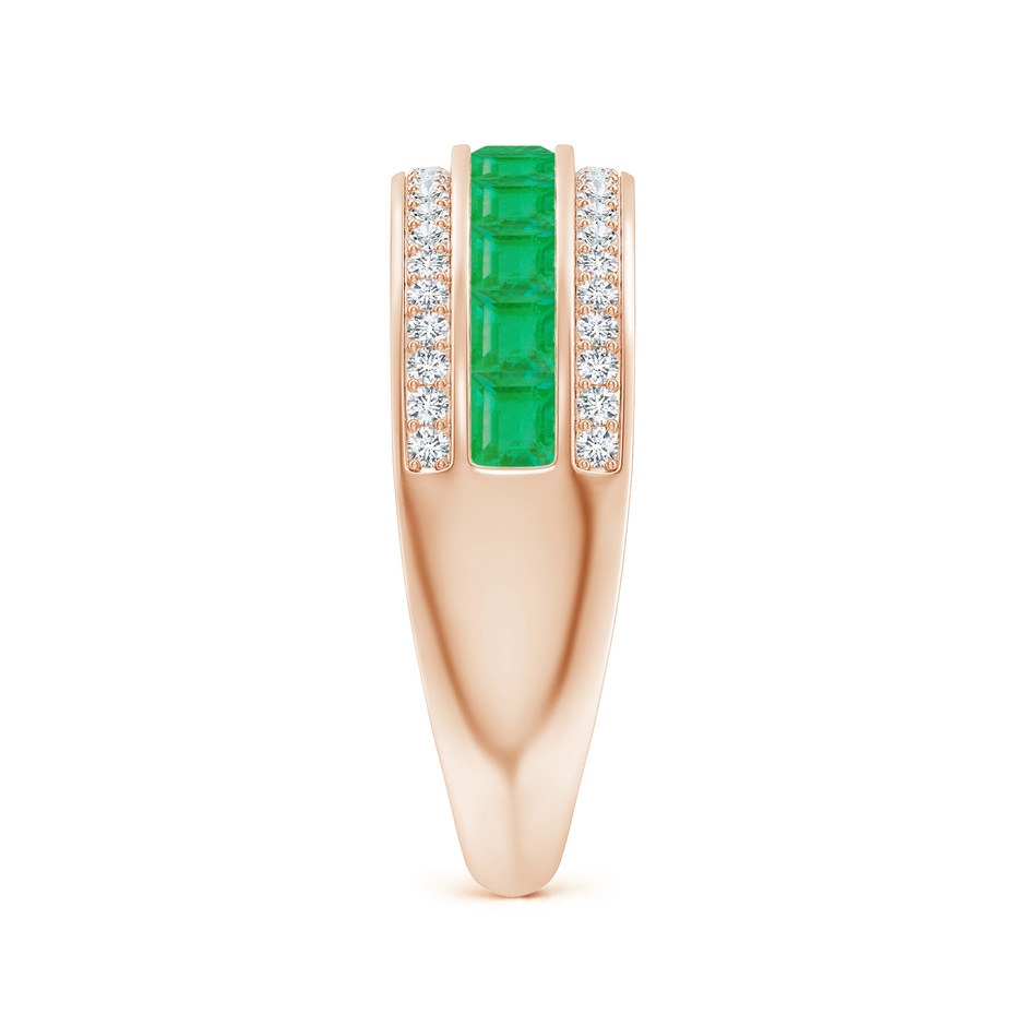 2.5mm A Channel-Set Square Emerald and Diamond Half Eternity Band in Rose Gold side-2