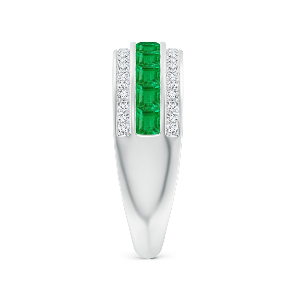 2.5mm AA Channel-Set Square Emerald and Diamond Half Eternity Band in P950 Platinum side-2
