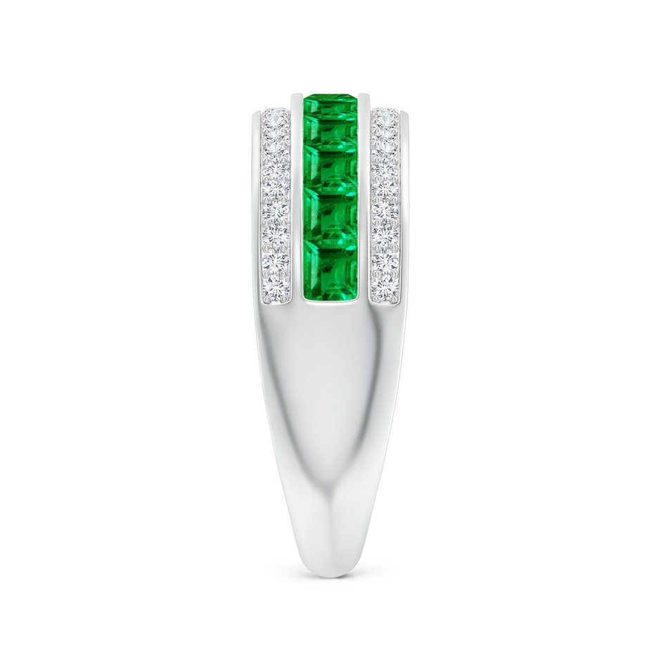 2.5mm AAA Channel-Set Square Emerald and Diamond Half Eternity Band in P950 Platinum side-2