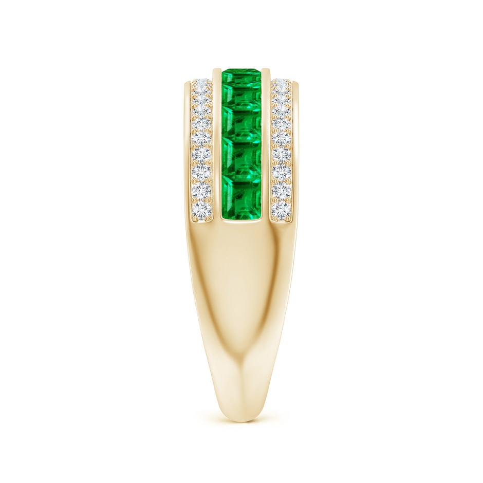 2.5mm AAA Channel-Set Square Emerald and Diamond Half Eternity Band in Yellow Gold side-2