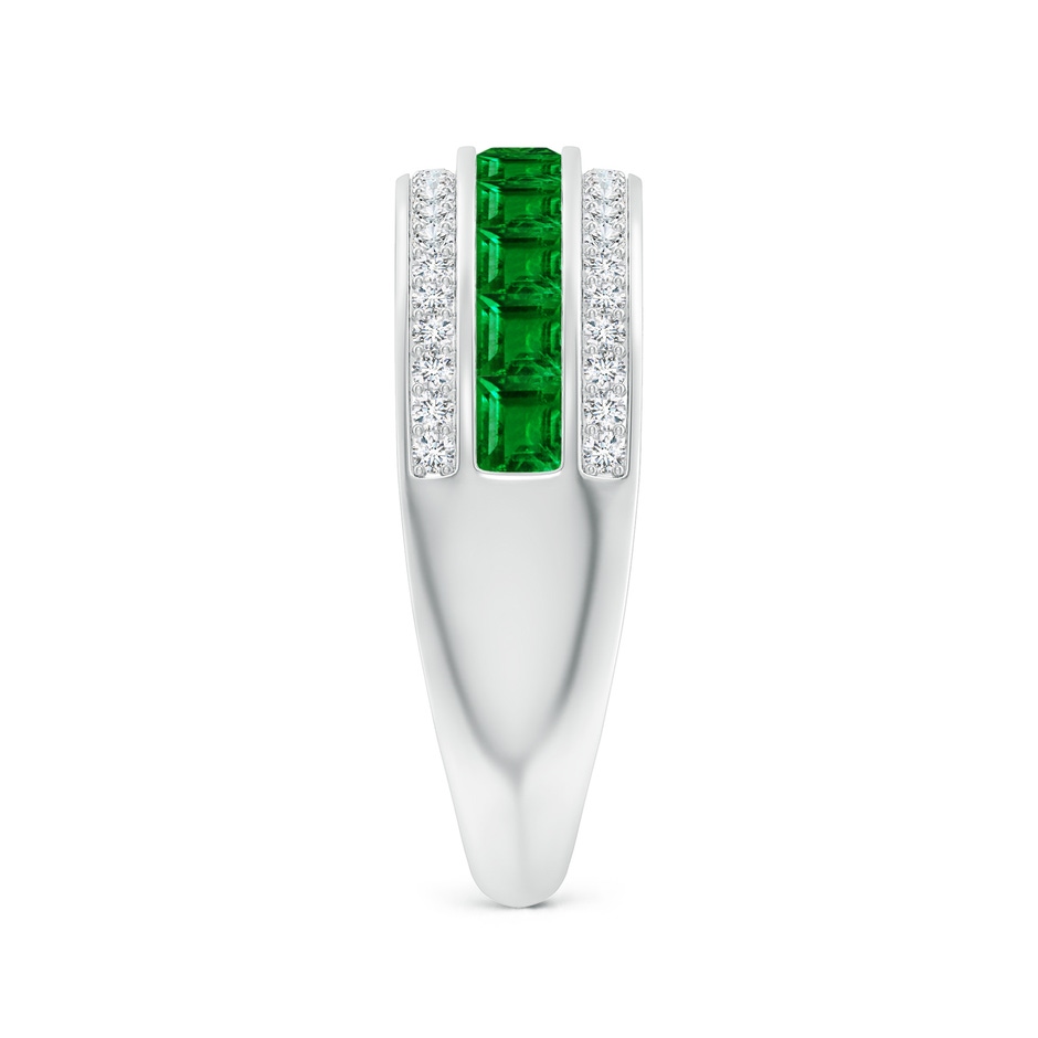 2.5mm AAAA Channel-Set Square Emerald and Diamond Half Eternity Band in P950 Platinum side-2