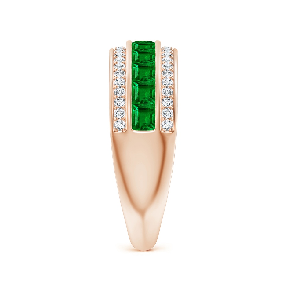 2.5mm AAAA Channel-Set Square Emerald and Diamond Half Eternity Band in Rose Gold side-2