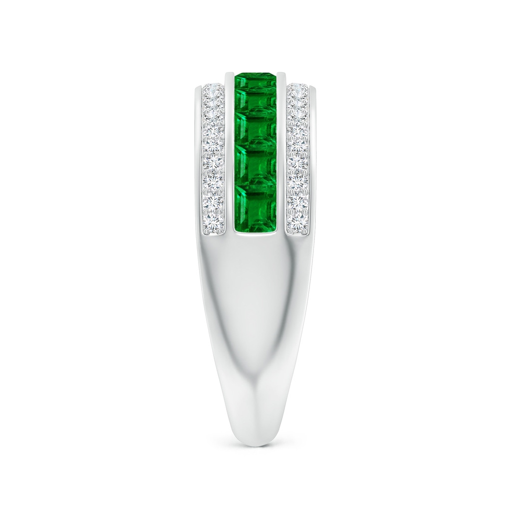 2.5mm AAAA Channel-Set Square Emerald and Diamond Half Eternity Band in White Gold Side-2