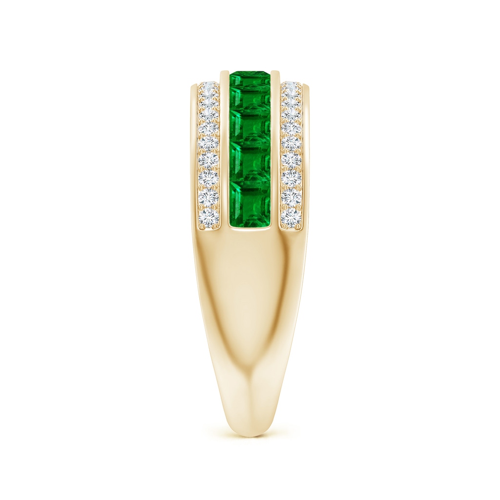 2.5mm AAAA Channel-Set Square Emerald and Diamond Half Eternity Band in Yellow Gold Side-2