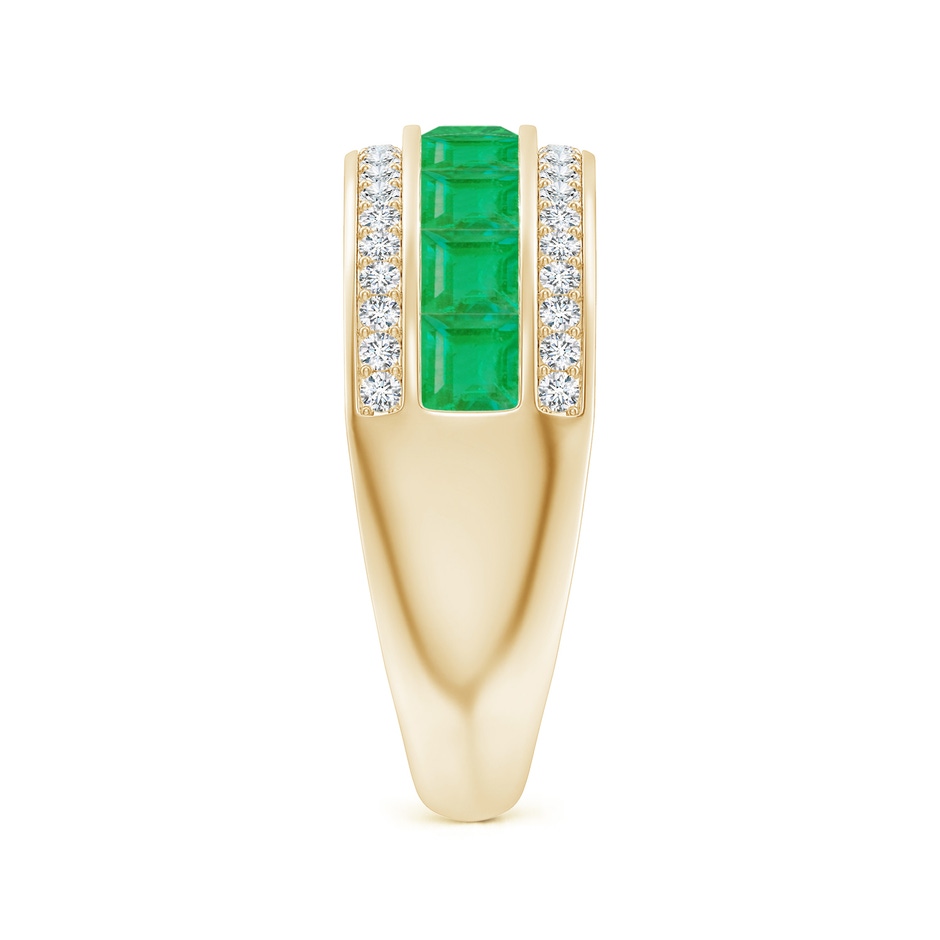 3mm A Channel-Set Square Emerald and Diamond Half Eternity Band in Yellow Gold side-2
