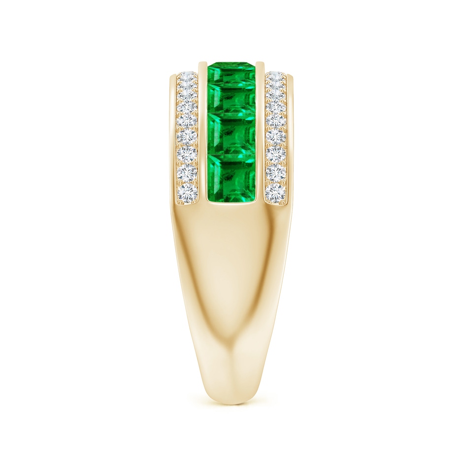 3mm AAA Channel-Set Square Emerald and Diamond Half Eternity Band in Yellow Gold side-2