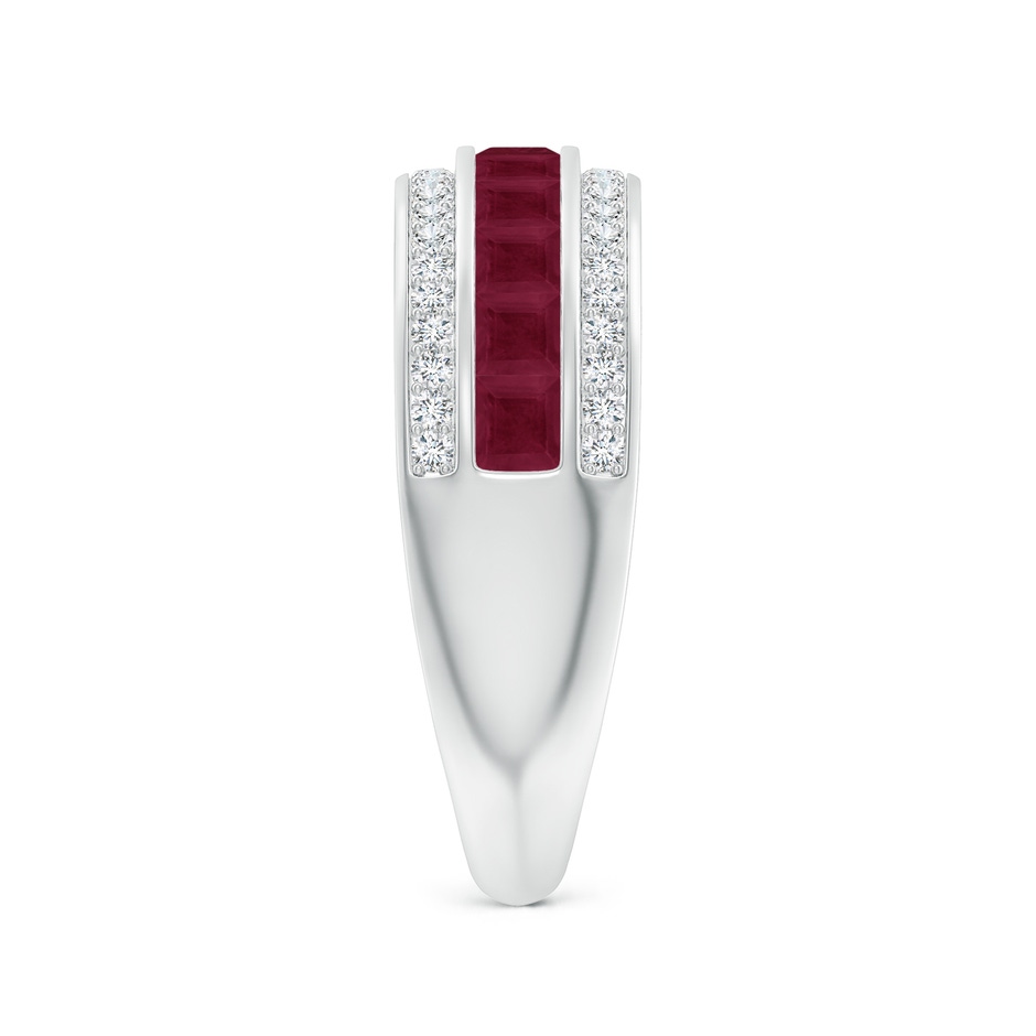 2.5mm A Channel-Set Square Ruby and Diamond Half Eternity Band in P950 Platinum side-2