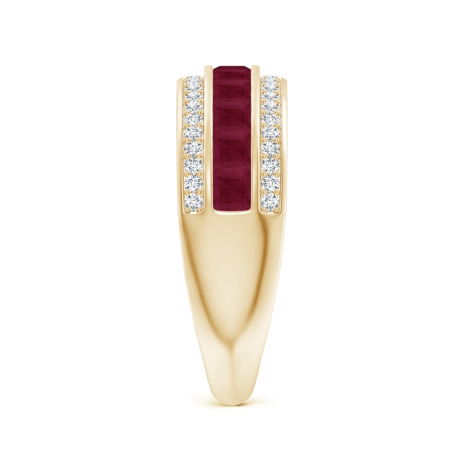 2.5mm A Channel-Set Square Ruby and Diamond Half Eternity Band in Yellow Gold side-2