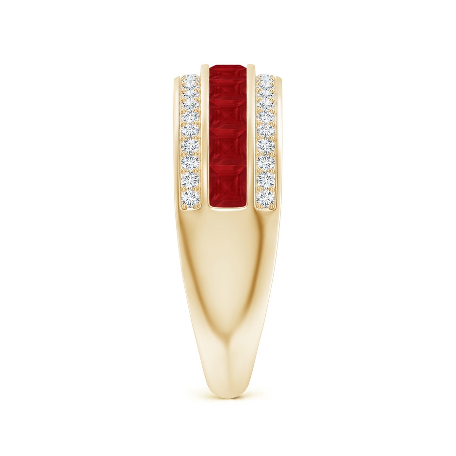 2.5mm AA Channel-Set Square Ruby and Diamond Half Eternity Band in Yellow Gold side-2