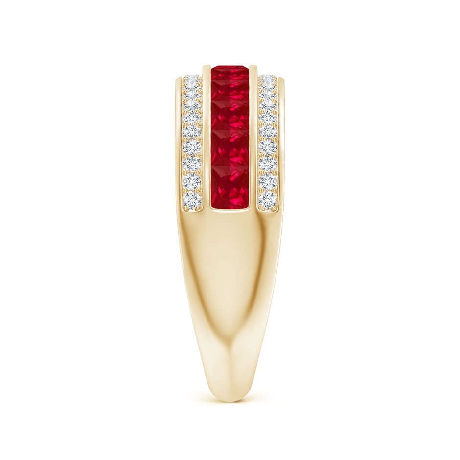 2.5mm AAA Channel-Set Square Ruby and Diamond Half Eternity Band in Yellow Gold side-2