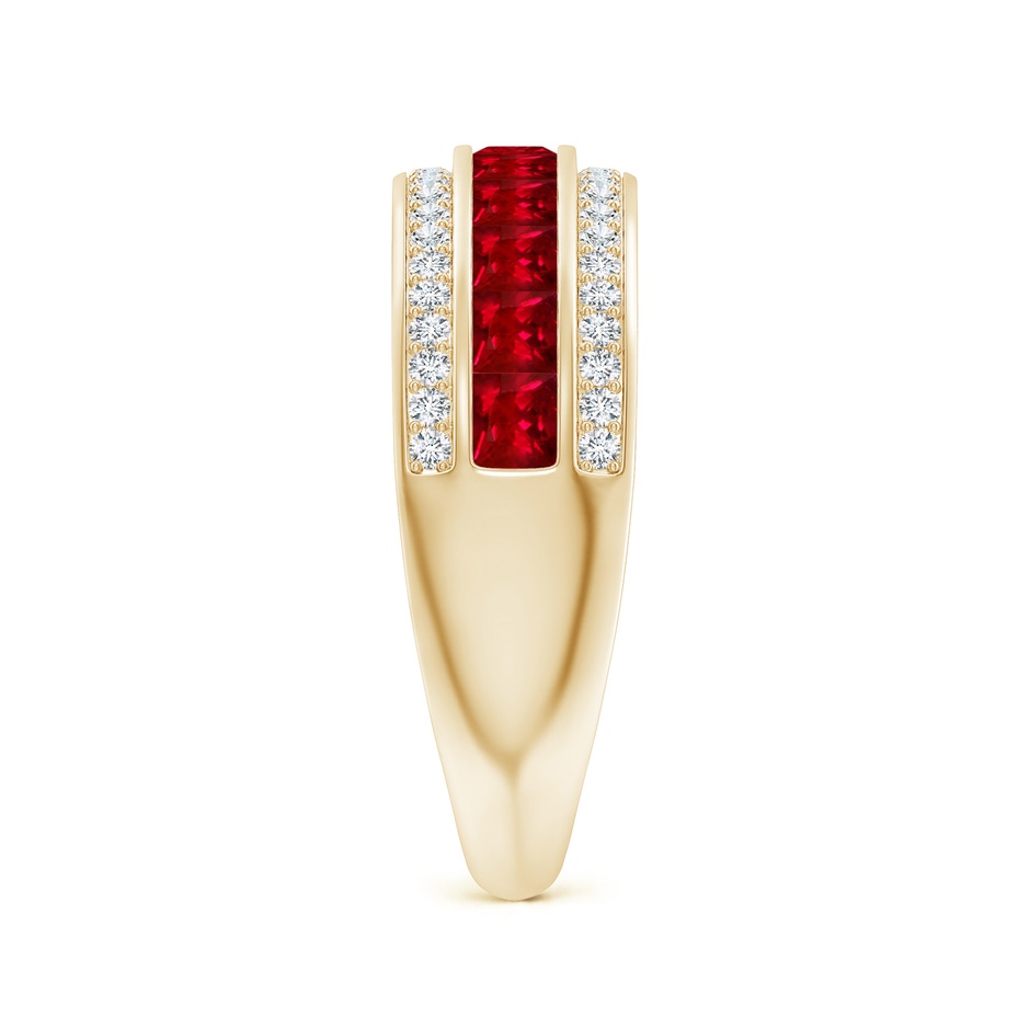 2.5mm AAAA Channel-Set Square Ruby and Diamond Half Eternity Band in 9K Yellow Gold side-2