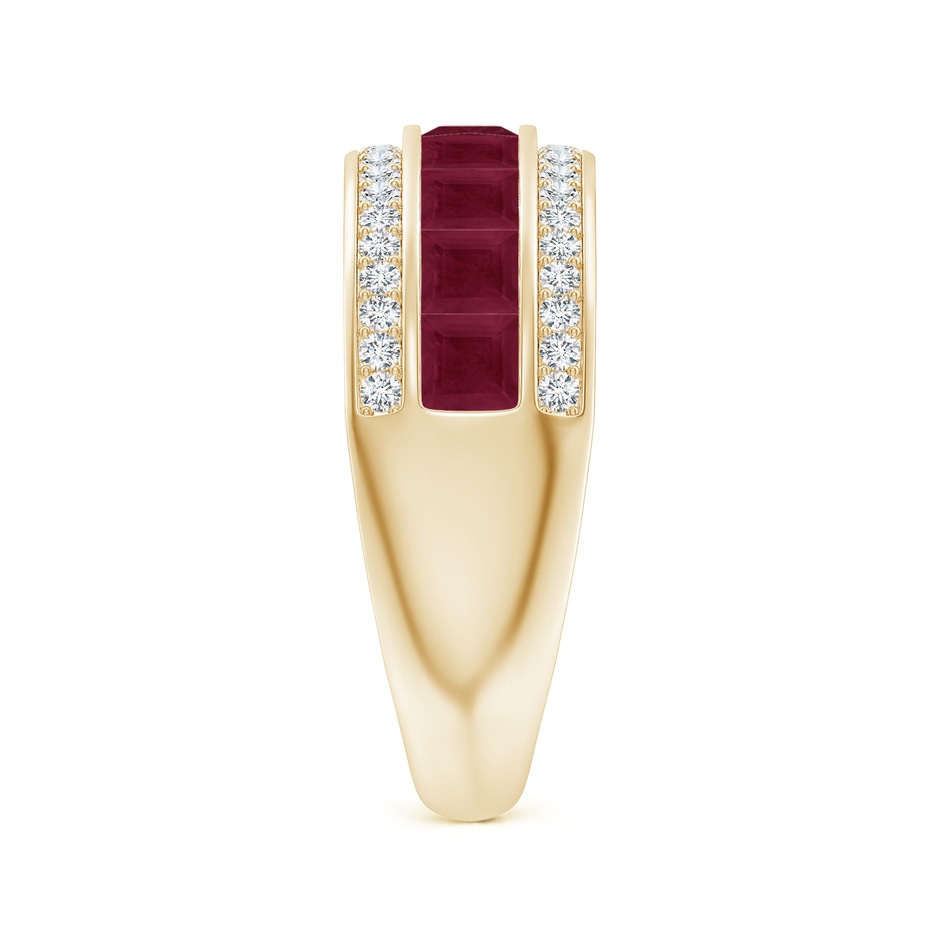 3mm A Channel-Set Square Ruby and Diamond Half Eternity Band in Yellow Gold side-2
