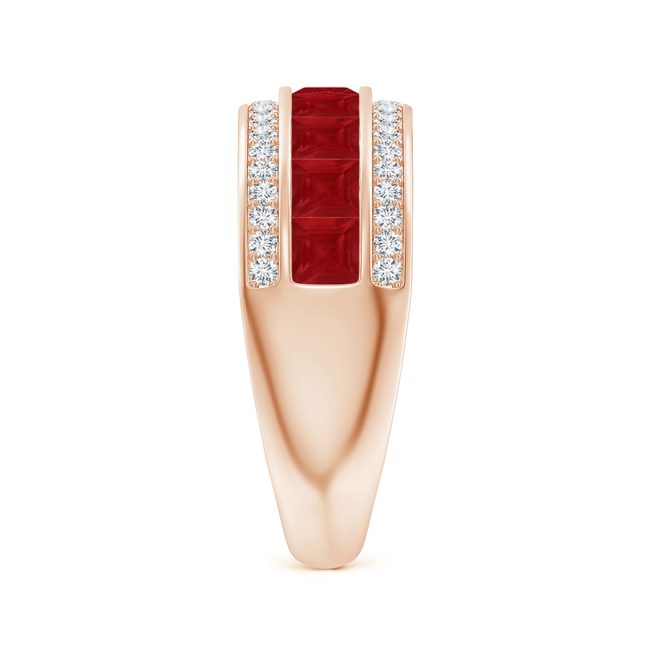 3mm AA Channel-Set Square Ruby and Diamond Half Eternity Band in Rose Gold side-2