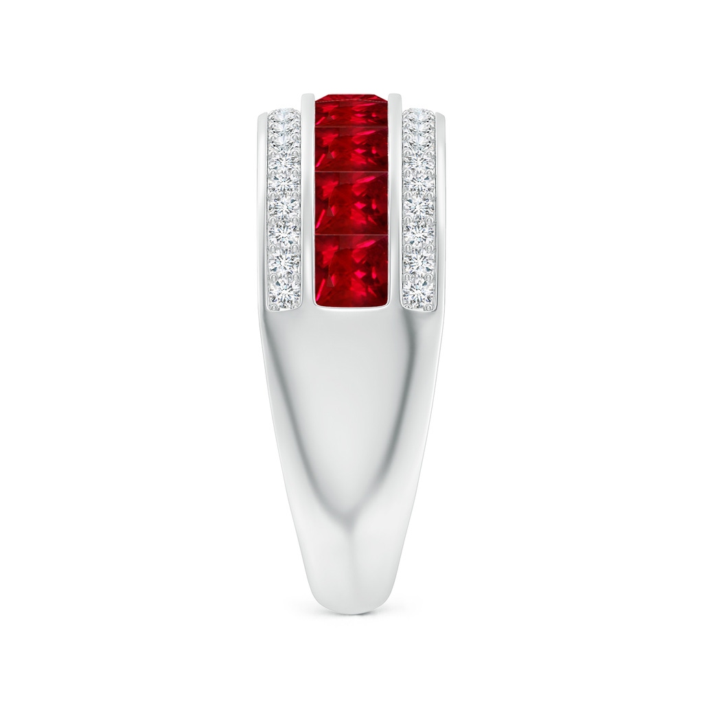 3mm AAAA Channel-Set Square Ruby and Diamond Half Eternity Band in P950 Platinum Side-2