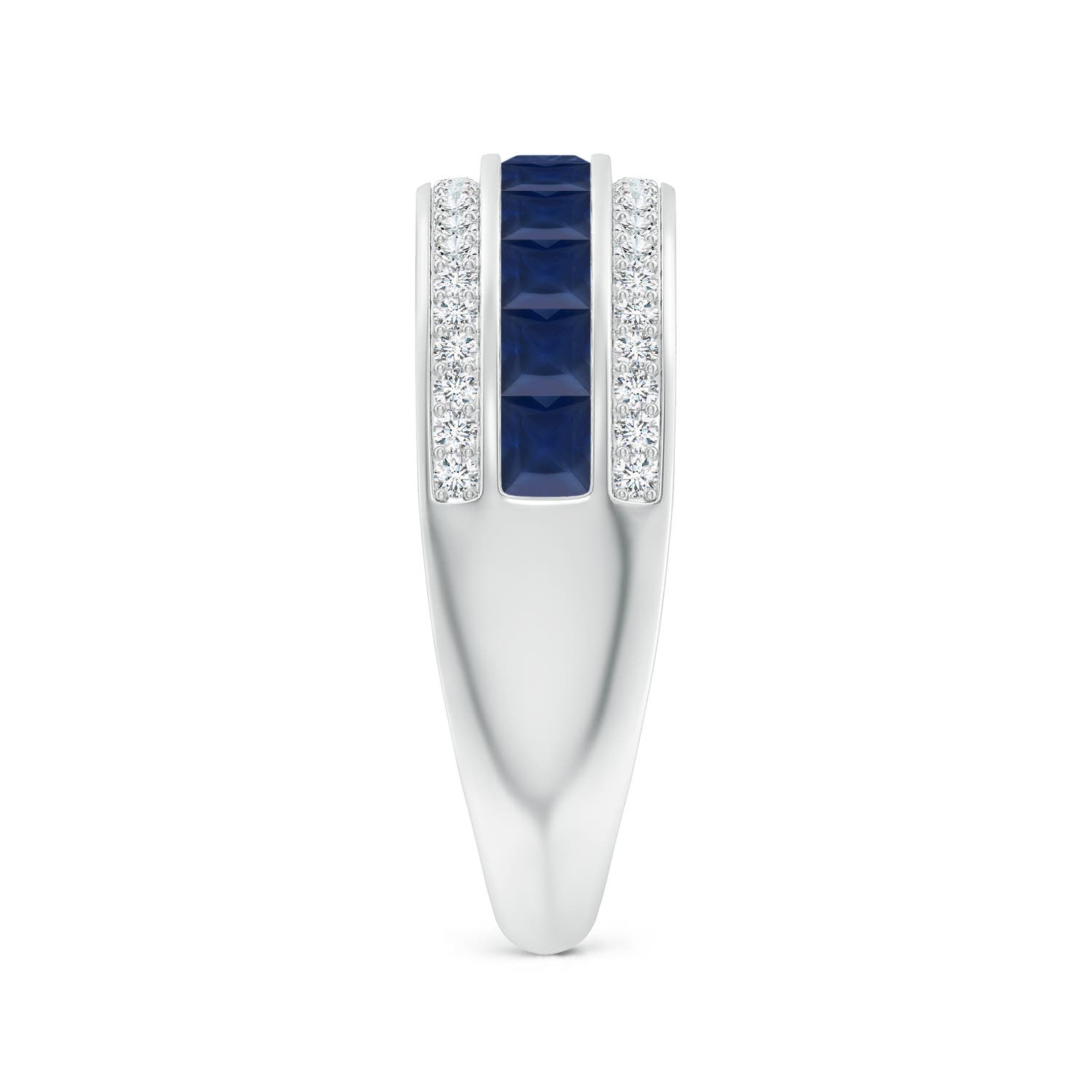 2.5mm A Channel-Set Square Sapphire and Diamond Half Eternity Band in P950 Platinum - side 5