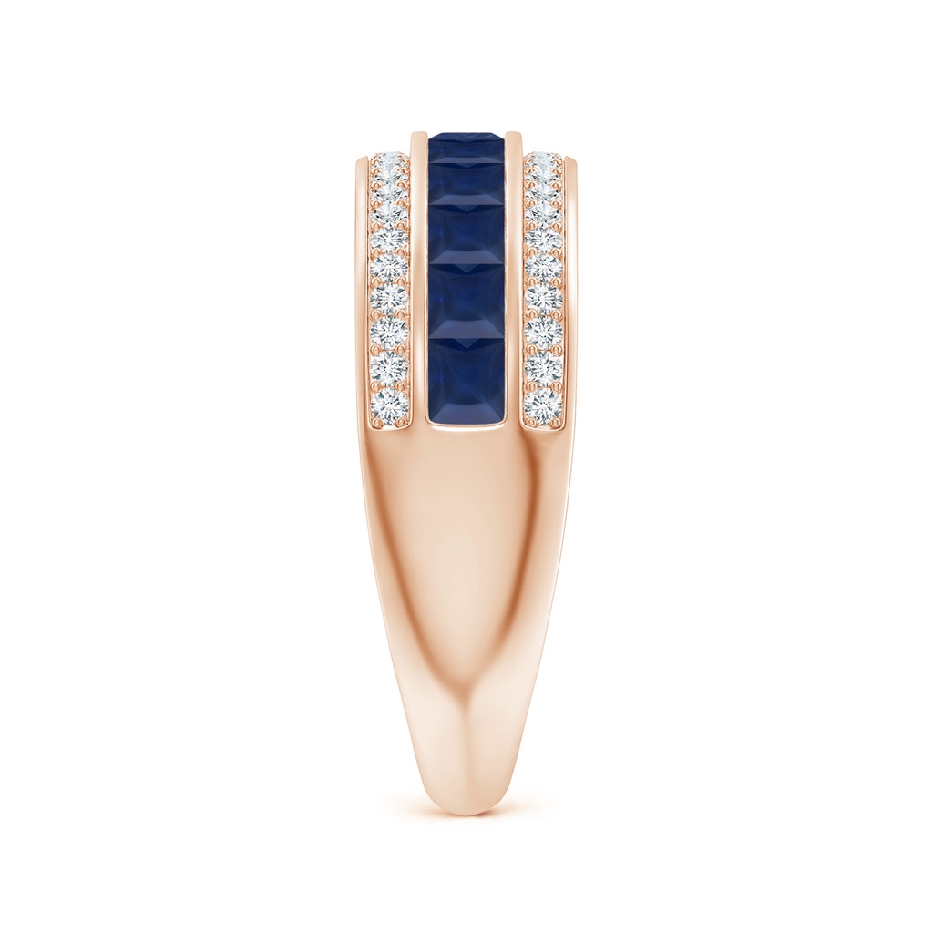 2.5mm A Channel-Set Square Sapphire and Diamond Half Eternity Band in Rose Gold Side-2