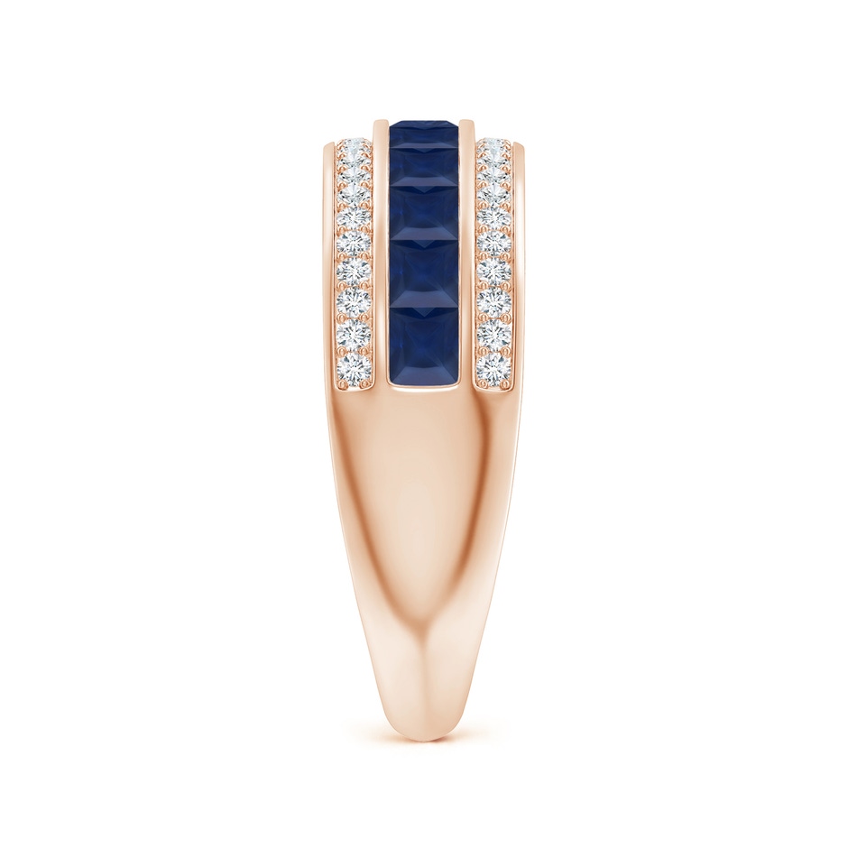 2.5mm A Channel-Set Square Sapphire and Diamond Half Eternity Band in Rose Gold side-2