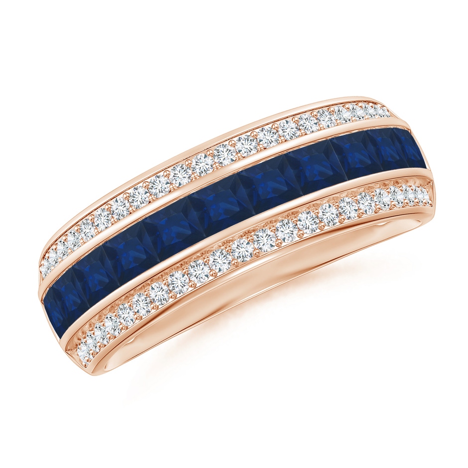 2.5mm AA Channel-Set Square Sapphire and Diamond Half Eternity Band in Rose Gold 