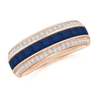 2.5mm AA Channel-Set Square Sapphire and Diamond Half Eternity Band in Rose Gold