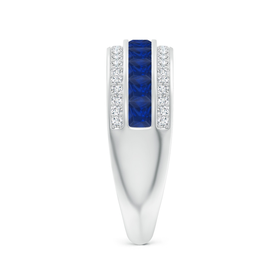 2.5mm AAA Channel-Set Square Sapphire and Diamond Half Eternity Band in P950 Platinum side-2